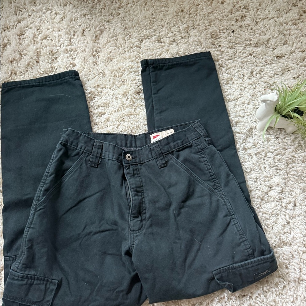Wrangler Black Cargo Jeans Durable Straight Leg